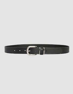 Loop Leather: LOOP LEATHER Laura Leather Belt -Black