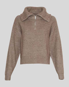 MSCH Gytta Zip Pullover -Walnut