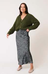 Cartel Willow: Millie Slip Skirt - Green Leopard