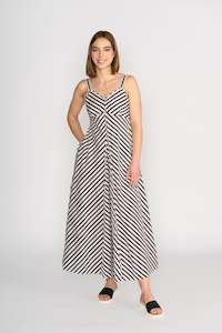 Knewe: K1067 Gala Dress-Black/ Ecru Stripe