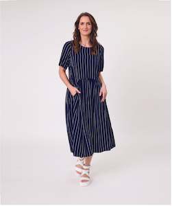 Lemon Tree: Monroe Dress -NAVY STRIPE