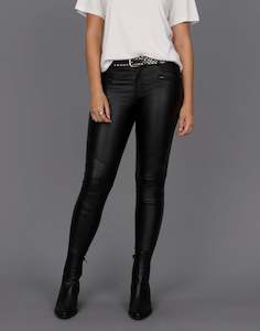 Mid Rise Leather Look Pant
