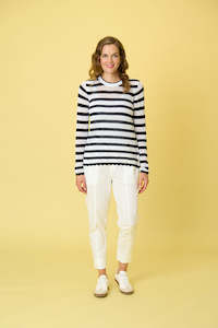 Bay view sweater-white/navy stripe