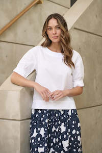 Naturals by O & J - Boat Neck Short Sleeve -White-GA623