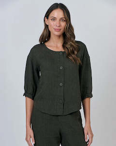 Naturals By O&J Button Through Top- Licorice-GA539