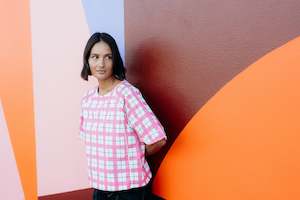 Mila Top-Pink Gridlock