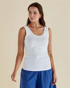 Emma Scoop Tank-White