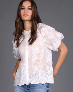 New Arrivals: STORM embroidered lace shirt -white