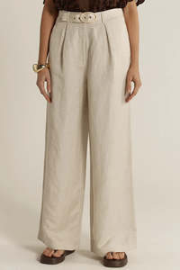 Fate Becker: AMARA BELTED PANT-FLAX