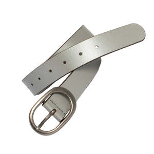 Loop Leather: Tahlia Metallic Leather Belt-SILVER