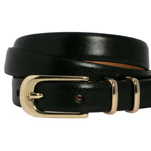 Loop Leather: Sophia Leather Dress Belt-BLACK