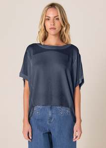 ESTHER KNIT TOP-Navy
