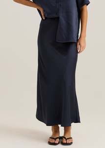 Sass: TOP SELLER-JASPER SLIP SKIRT-Navy