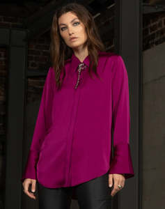 Storm: Contrast Stitch Shirt-Cerise