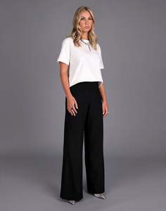 WIDE LEG KNIT TUX PANT -BLACK