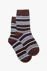 Choc Textured Blue Stripe Sock