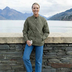 Talei Quilted Bomber Jacket - Olive Green