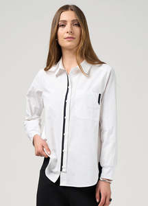 Loobies Story: MS1828 MIXED MEDIA SHIRT-WHITE