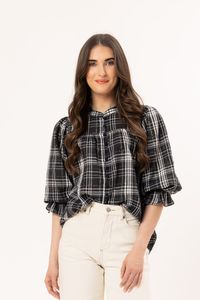 Seeking Lola CELIA BLOUSE-BLUE CHECK
