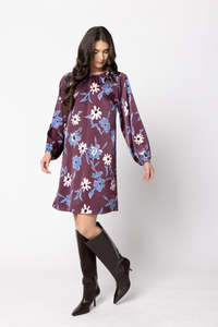 SHIFT DRESS-MERLOT BLOSSOM
