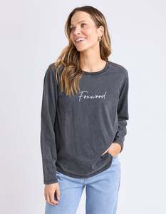 SIGNATURE LONG SLEEVE TEE-WASHED BLACK