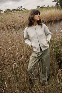 LUMI ZIP UP-SNOW MARL