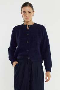 Sass: POSIE FLUFFY CARDI-NAVY