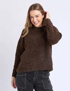 FOXWOOD FLINT KNIT CREW-COFFEE