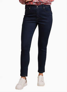 5009 Vassalli Skinny Leg Ankle Grazer Jean with Side Waistband Elastic -indigo