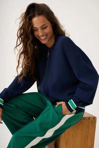 Cartel Willow: Brodie Knit Bomber - Navy Stripe
