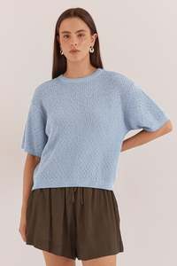Sass: NONI RELAXED KNIT TEE-PALE BLUE