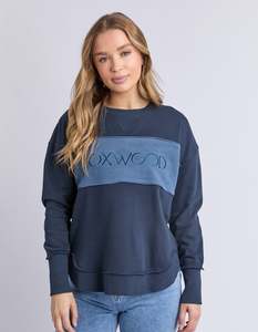 Foxwood: FOXWOOD SIMPLIFIED TONAL CREW-NAVY-DUE JULY