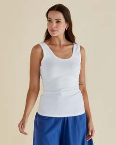 Emma Scoop Tank-White