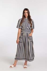 EVELYN BLOUSE-NAVY STRIPE