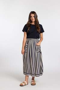 TRENLEY SKIRT-NAVY STRIPE