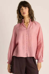 LANI SHIRRED BLOUSE-DUSTY ROSE