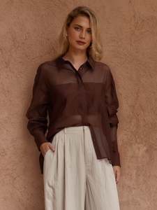 Sass: VAL OVERSIZED SHIRT-CHOCOLATE