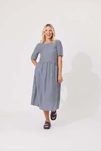 MADONNA DRESS-NAVY STRIPE