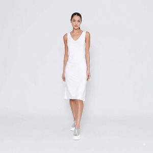 Essentials  Reversable Rayon Slip Full Length-WHITE