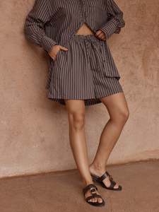 MARMO STRIPE SHORT-CHOCOLATE STRIPE