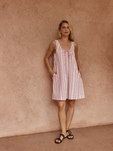 NIKOLAI MULTI STRIPE MINI DRESS-PINK
