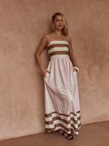 NEA SPLICED STRAPLESS DRESS-NEAPOLITAN
