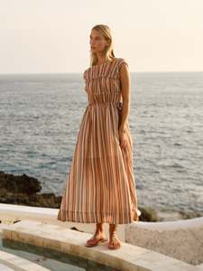 CALLISTA MIDI DRESS-SANDBAR STRIPE