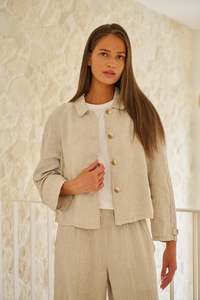 New Arrivals: GA7715 LINEN JACKET-SAND