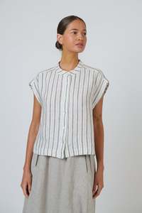 GA429 LINEN BLOUSE-TRAVERTINE