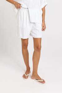 New Arrivals: PALM RELAX SHORTS-WHITE/BLACK STRIPE