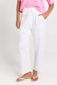 PALM RELAX PANTS-WHITE/BLACK STRIPE