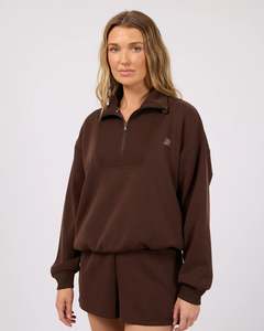 ALL ABOUT EVE LUXE ACTIVE 1/4 ZIP-BROWN