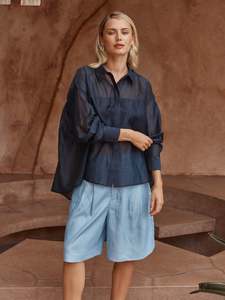 VAL OVERSIZED SHIRT-NAVY