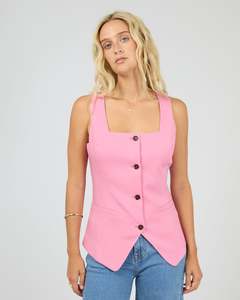 ALL ABOUT EVE FERN LINEN VEST-PINK